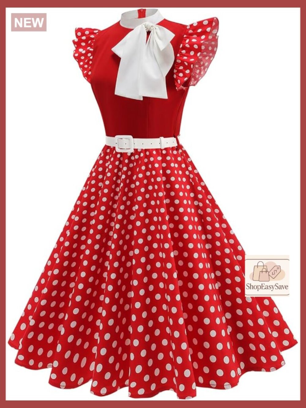 Retro Flutter Sleeve Midi Dress A-Line Swing Cocktail Tea Party Wear